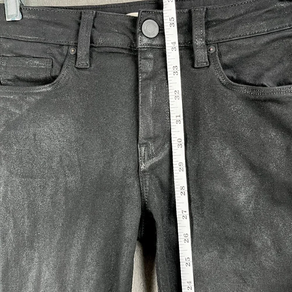 Hudson Nico Coated Skinny Jeans Womens 25 Black Mid Rise Ankle Slit Western Chic